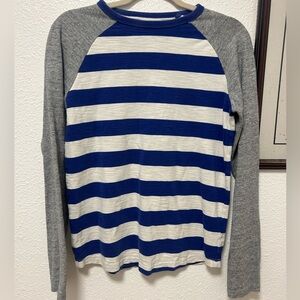 Boden Blue and Gray Striped Long Sleeve Shirt Youth 13-14